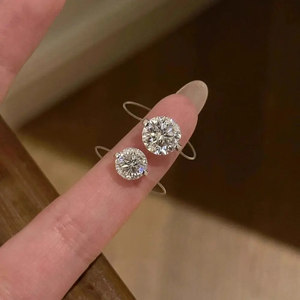 Personality Invisible Transparent Fishing Line Sparkling Ring for Women with Niche Design Sense Versatile Ring Light Luxury