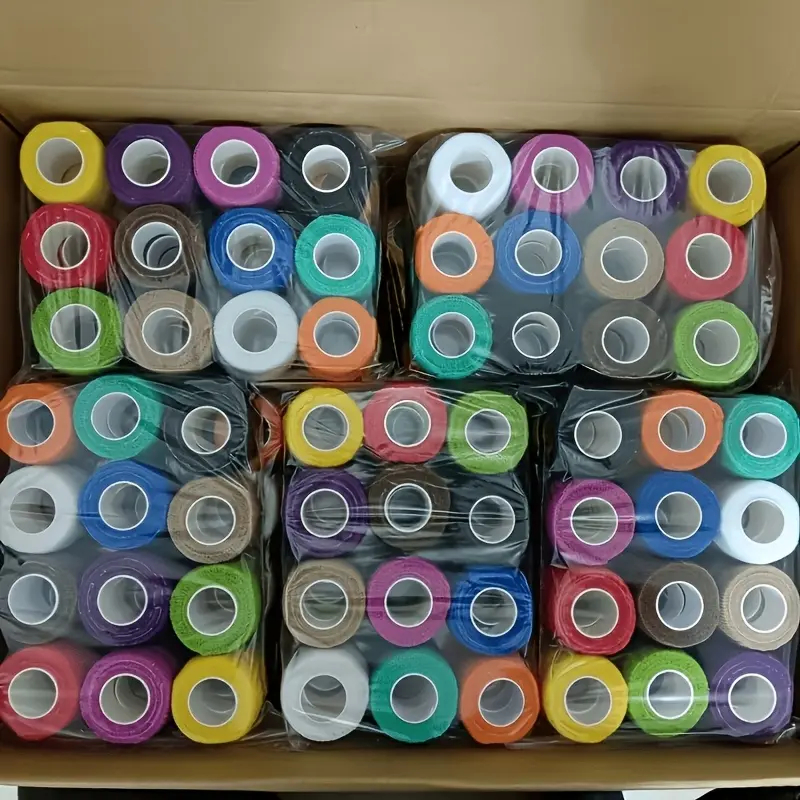24pcs Non-Woven Elastic Self-Adhesive Sports Bandages (1in*5m) - Elastic Tape, Flexible Wrap, Durable, Multi-Color Random Selection for Tattoo/Sports (Fits Fingers, Wrists, Knees, Elbows) transfer paper skin recovery, Sports/Tattoo Unisex Capybara Rose