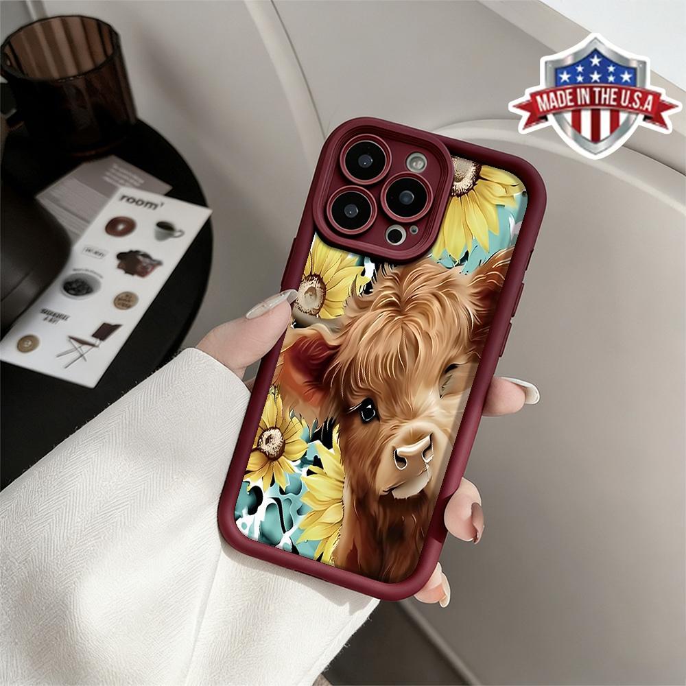 Cute Highland Cow Sunflower Floral Aesthetic Pattern Case for iPhone 17 16 15 14 Pro Max 13 12 11 XR XS Plus Air Slim Shockproof Anti Drop Protective Durable TPU Cover Cute Highland Cow Sunflower Floral Aesthetic Pattern Case for iPhone 17 16 15 14 Pro Max 13 12 11 XR XS Plus Air Slim Shockproof Anti Drop Protective Durable TPU Cover