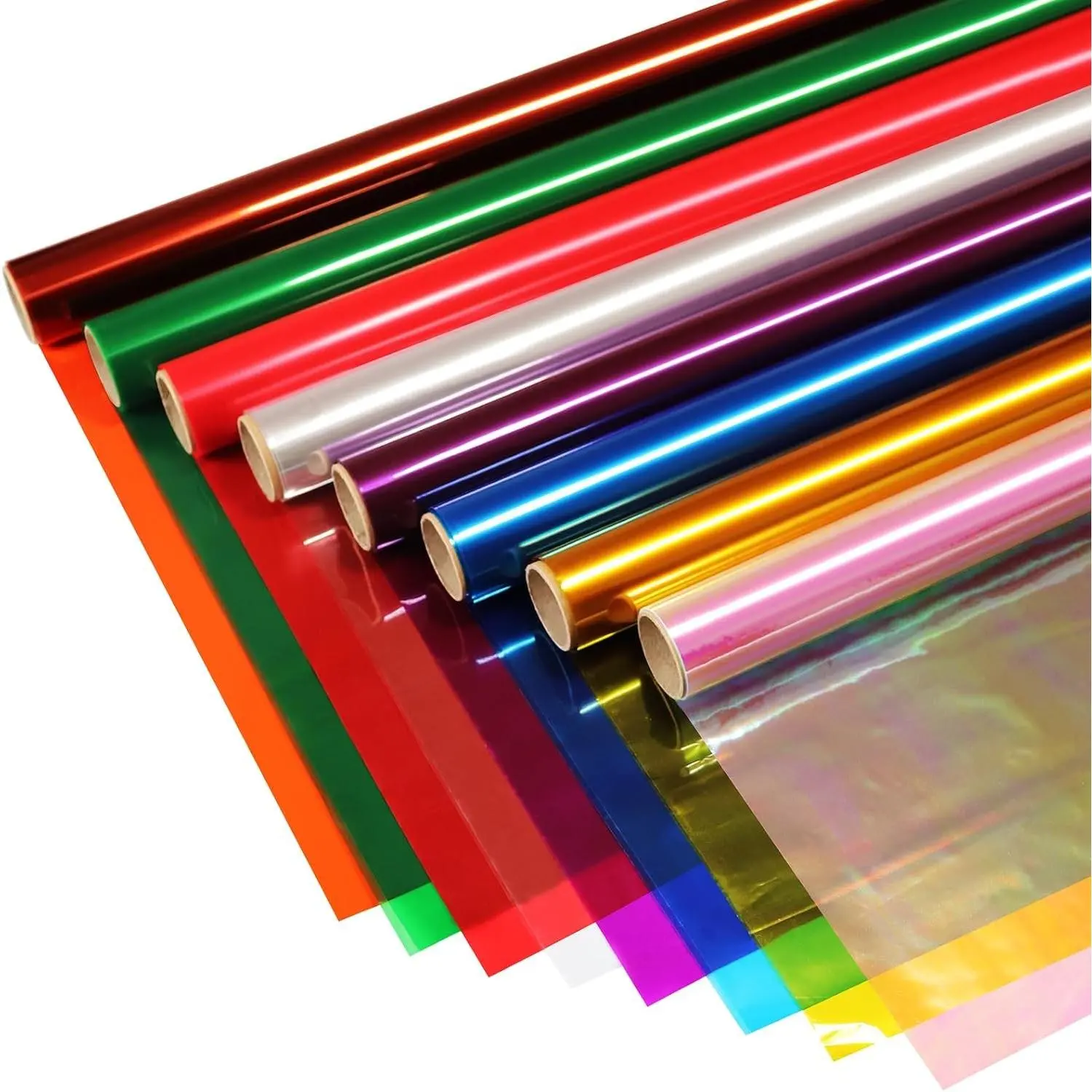 8 Rolls Colored Cellophane Wrap, Extra Wide (34 in x 10 ft x 8 Colors) Cellophane Roll Transparent Color Cellophane Paper for Gift Baskets, Gift Wrapping, DIY Craft, Christmas Decoration