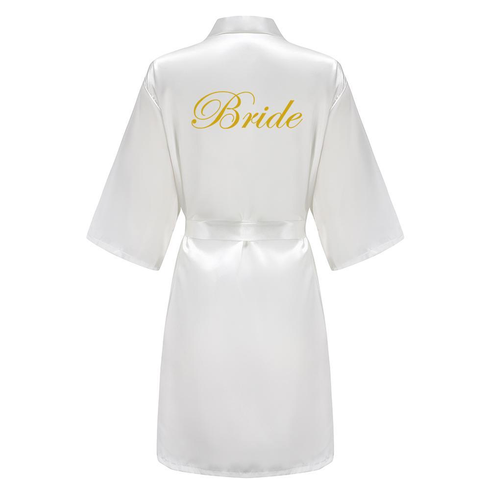 Wedding Party Team Bride Robe With White Letters Kimono Satin Pajamas Bridesmaid Royal Blue Bathrobe