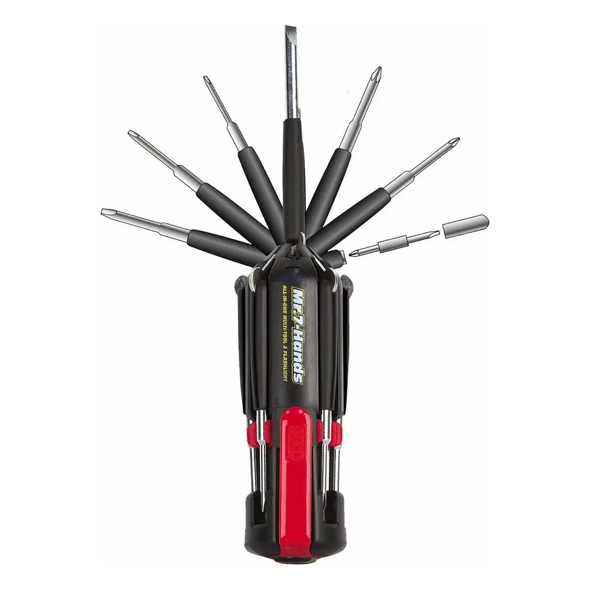 8-in-1 Magnetic Multi-bit Screwdriver Set with Worklight Flashlight for Dark Spaces, Compact Size for Kitchen & RV Use, DT1019