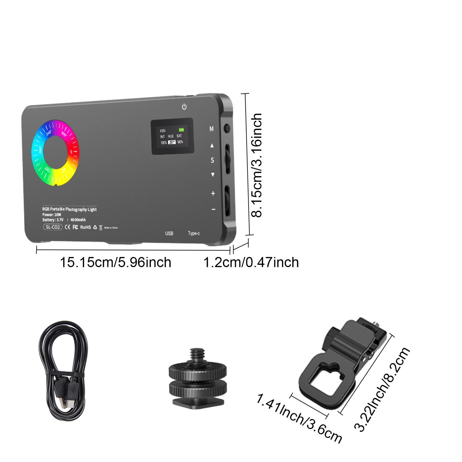 RGB Video Light, Portable LED Camera Light Panel, 0-360 Full Color LED Light, Rechargeable DSLR Lighting for Vlogging, Photography, Video Conference, Smartphone, Photographic Fill Light