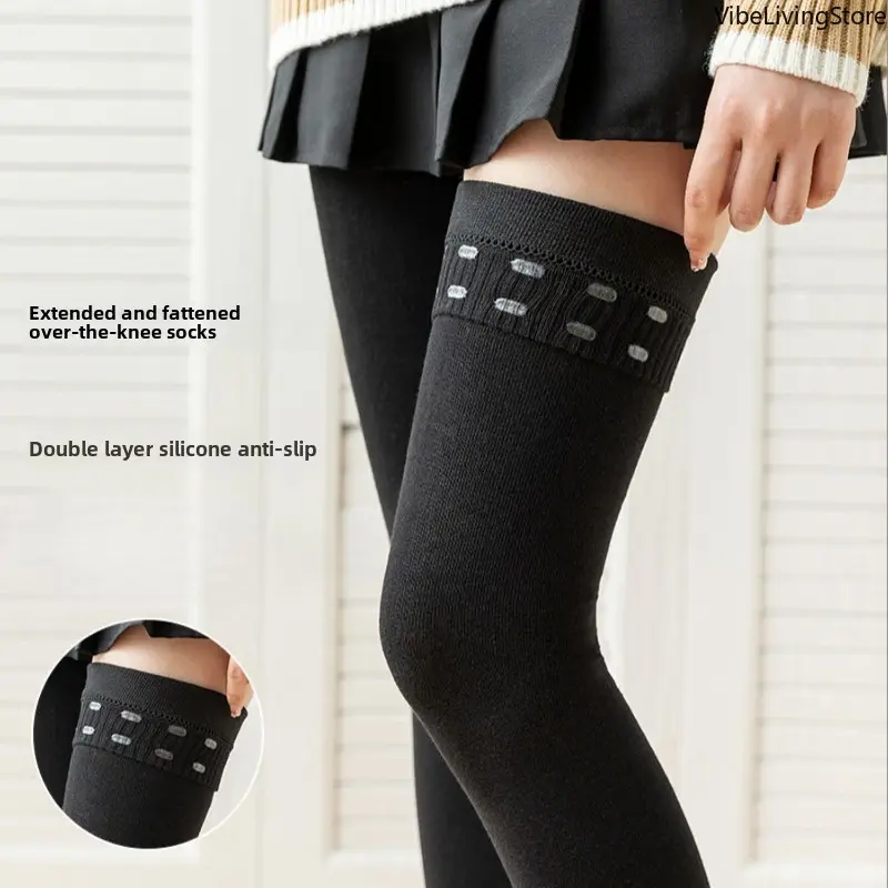 60cm Extended Over Knee High Socks Silicone Anti Slip High Tube Cotton Socks High Elasticity Loose Oversized Women's Stockings