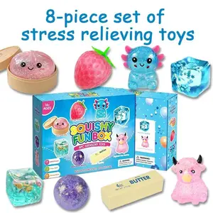 8 Pcs  Malt Sugar Squishy Box, Slow-Rising Stress Relief Fidget Toys, Sensory Play Bundle, Assorted Styles for Party Favors & Gifts