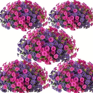 8 Bouquets UV-Resistant Artificial Lavender Flowers with Lush Leaves, Durable Plastic, Indoor/outdoor Decor, Wedding & Spring Arrangements