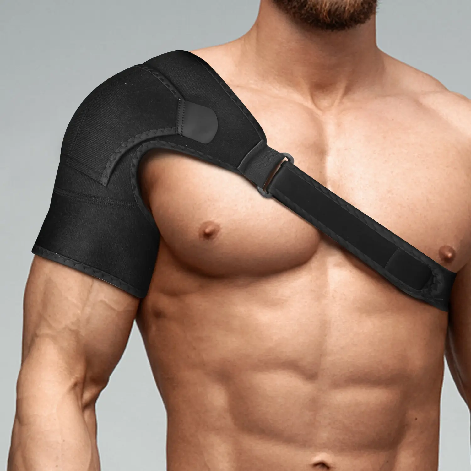 Adjustable Breathable SBR Shoulder Support Brace, Sporty Protective Gear Strap for Hiking/Light Outdoor, Sports Fitness, Basketball