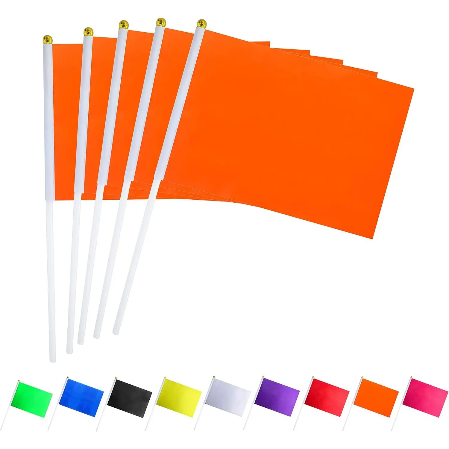 25 Pack Solid Orange Flag Small Mini Plain Orange DIY Flags  Stick,Party Decorations for Parades,Grand Opening, Birthday,Party Events Celebration, 8.2 x 5.5 inchs,11.8 inchs