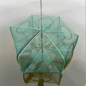 Foldable Hexagon Octagon Fishing Net Trap, 6 Holes Automatic Fish Shrimp Crayfish Bait Cast Mesh Trap Portable Fishing Net Catcher