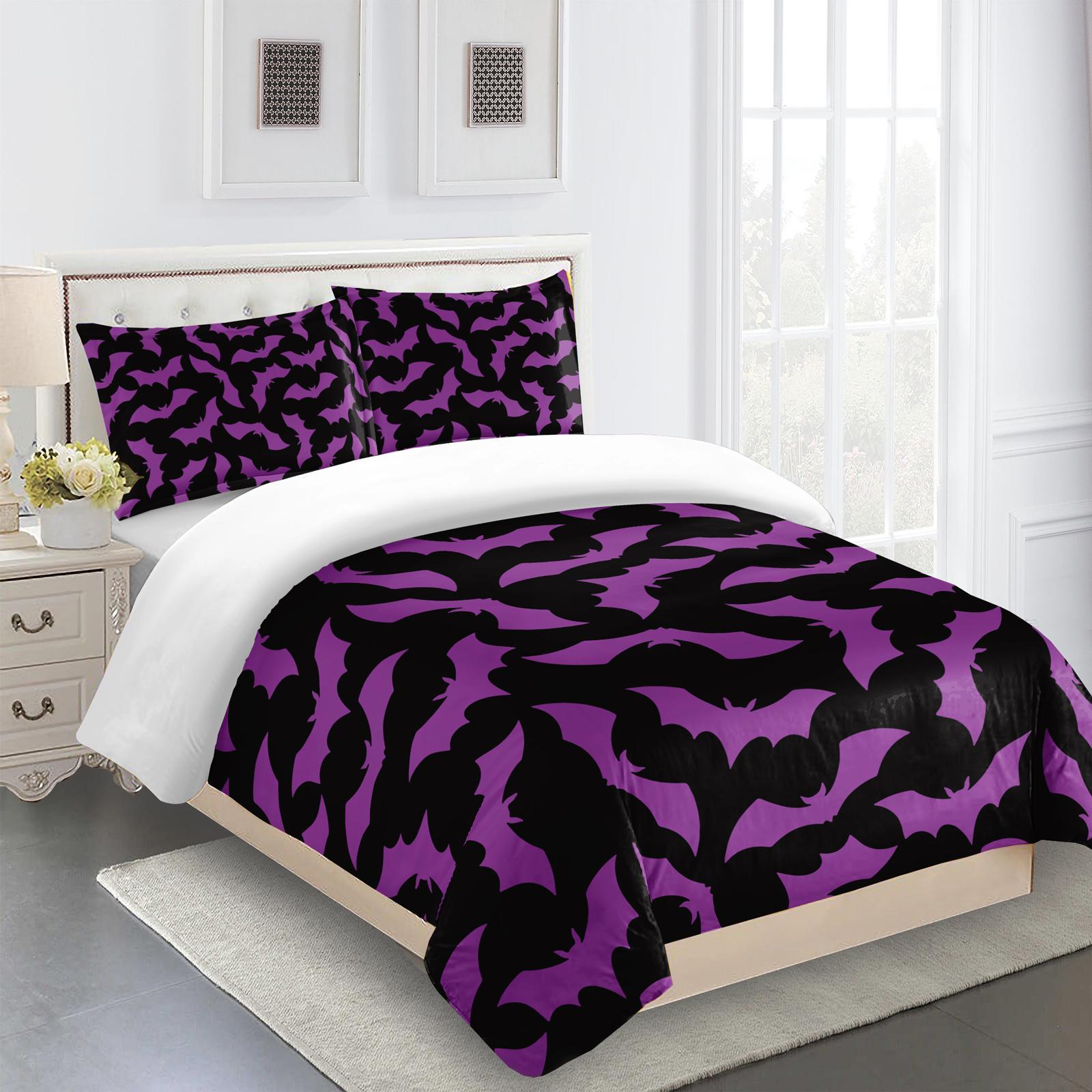 Bat Pattern Bedding Set, Including 1 Count Quilt Cover & 2 Counts Pillowcase without Filler, Soft Comfortable Bedding Set for Home Bedroom, Modern Bedding Set