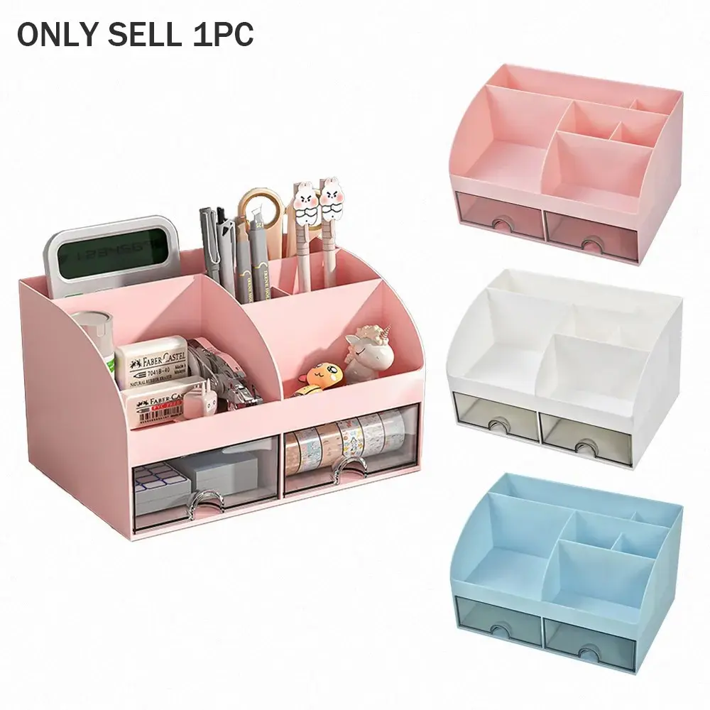 Desktop Organizer Box with 4 Drawers, Pen and Card Holder, Office Supplies Accessory, Thick Material, Suitable for Office and Home, Desktop Storage Organizer, Office Accessories