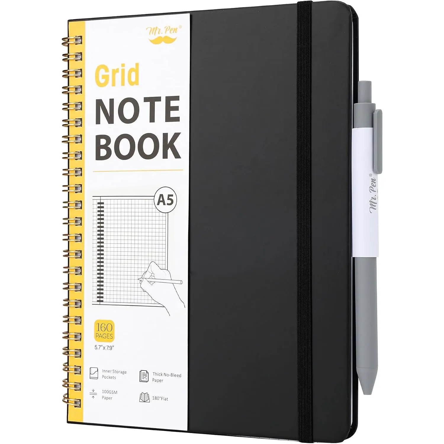 - Graph Grid Spiral Journal Notebook, A5 (5.7" x 7.9"), 160 Pages | Spiral Bound Graph Paper Notebook with  and Divider Sticky Tabs for Women & Men, Math, Notes, Sketching, Engineering