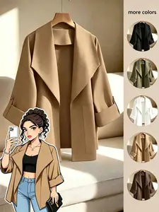 Elegant Flowy Blazer Jacket for Women, Loose Fit Slimming Versatile Short Windbreaker Cardigan, Stylish Chic Fashion Outerwear