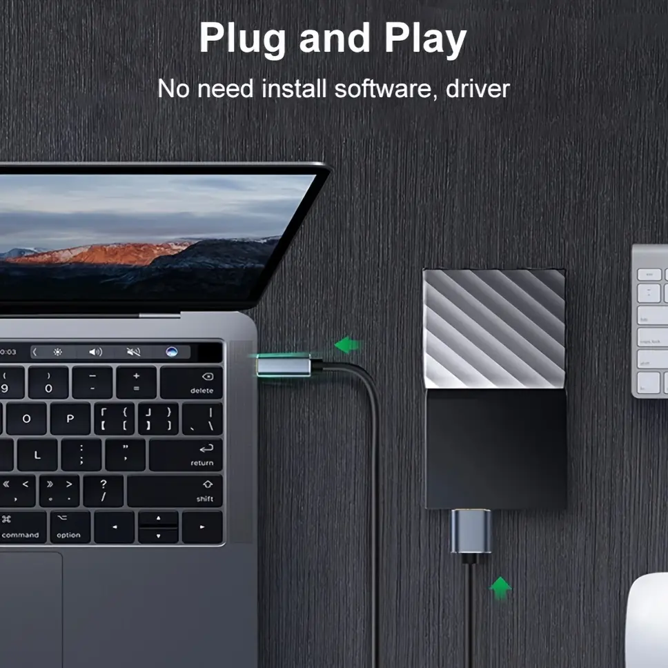 1m/0.5m/0.25m USB 3.0/3.1 Type-C Male to Male Cable & Adapter • USB-C Hard Drive/SSD/HDD External Disk Connector • 5Gbps Fast Transfer • USB-C (No External Adapter) for PC/Laptop/Smartphone/Tablet • Compatible with USB-C Devices