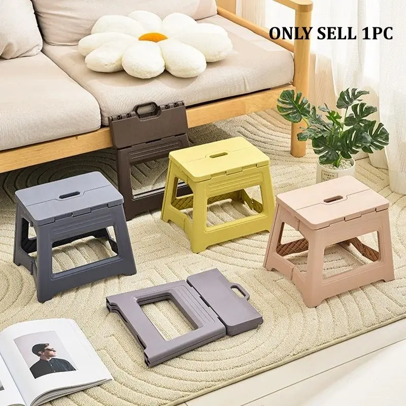 Foldable Step Stool, Sturdy Plastic Folding Step Stool for Kitchen Bathroom, Portable Small Stool Travel Foot Stool