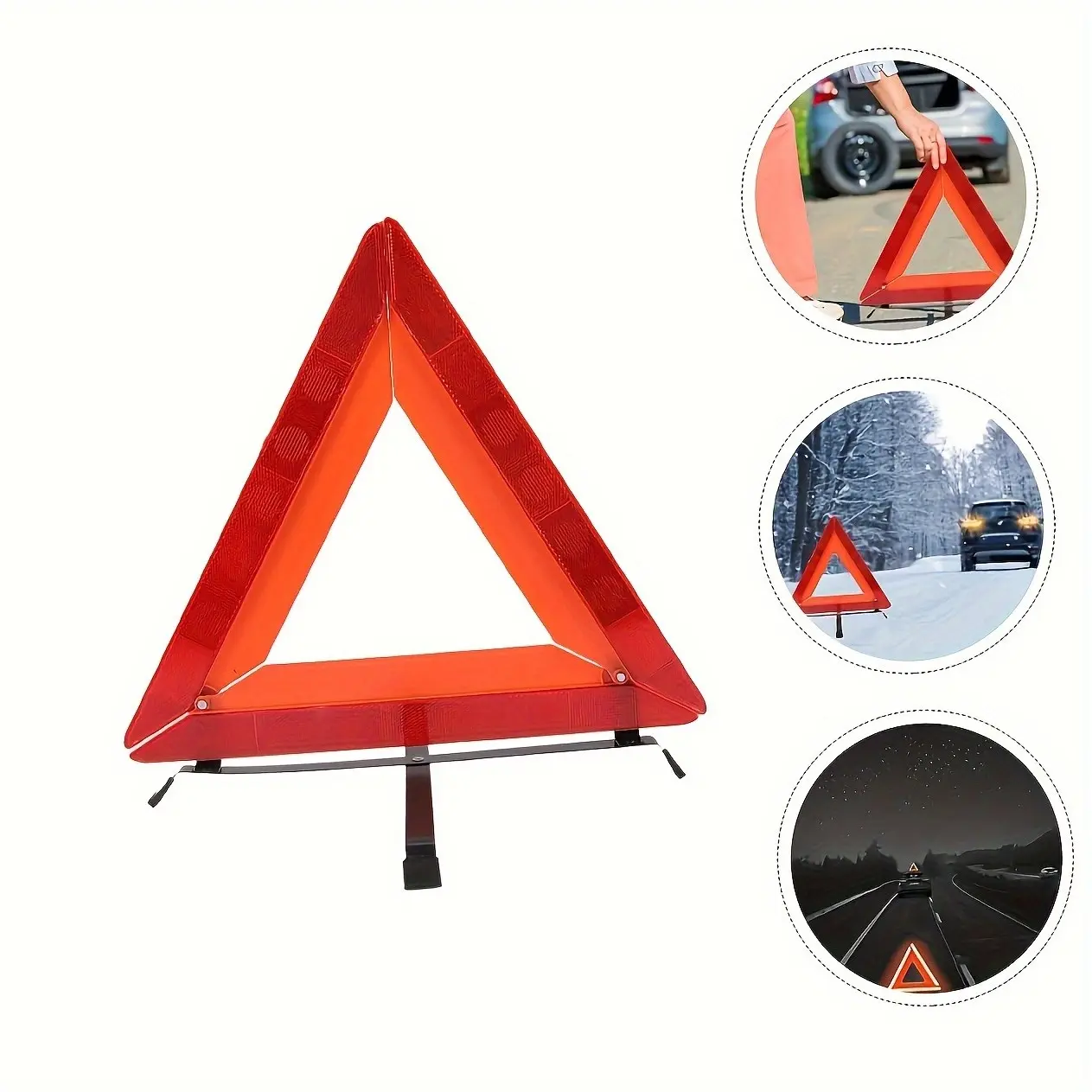 Car Emergency Tool Kit Tripod Warning Sign, Traffic Safety Reflective Reflector, Folding Design, Plastic, Essential Car Accessory