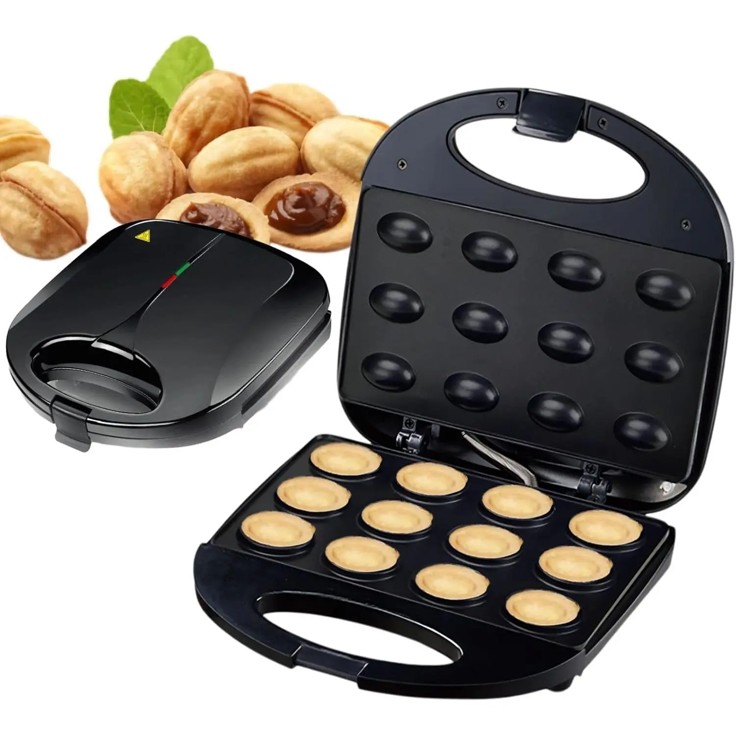 12 Holes Electric Walnut Cookie Maker, Non-stick Double-sided Heating Mini Nut Cookie Mold Baking Machine for Home Use