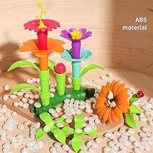 224 PCS Flower Garden Building Toys for Girls Toys, Educational STEM Toy and Preschool Garden Play Set for Toddlers 3 4 5 6 7 8 Year Old Kids Boys Girls, Flower Stacking Toys for Kids Age 3-6