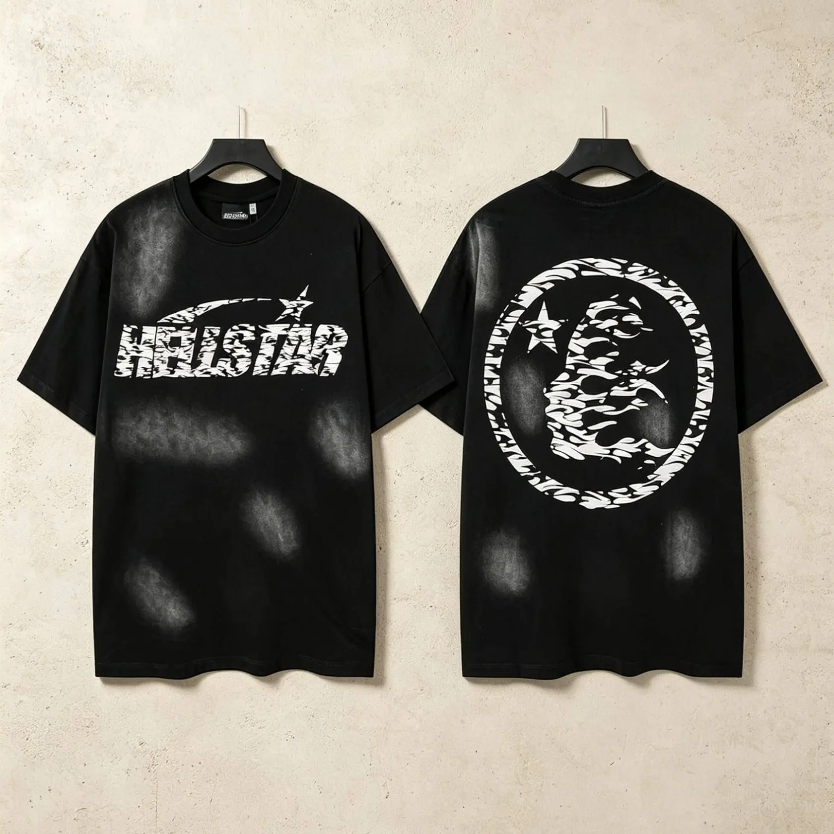 Hellstar Graphic Tee, Vintage Washed Cotton T-Shirt, Y2K Hip Hop Streetwear Basic Top, Oversized Casual Short Sleeve Fashion Men Women Unisex