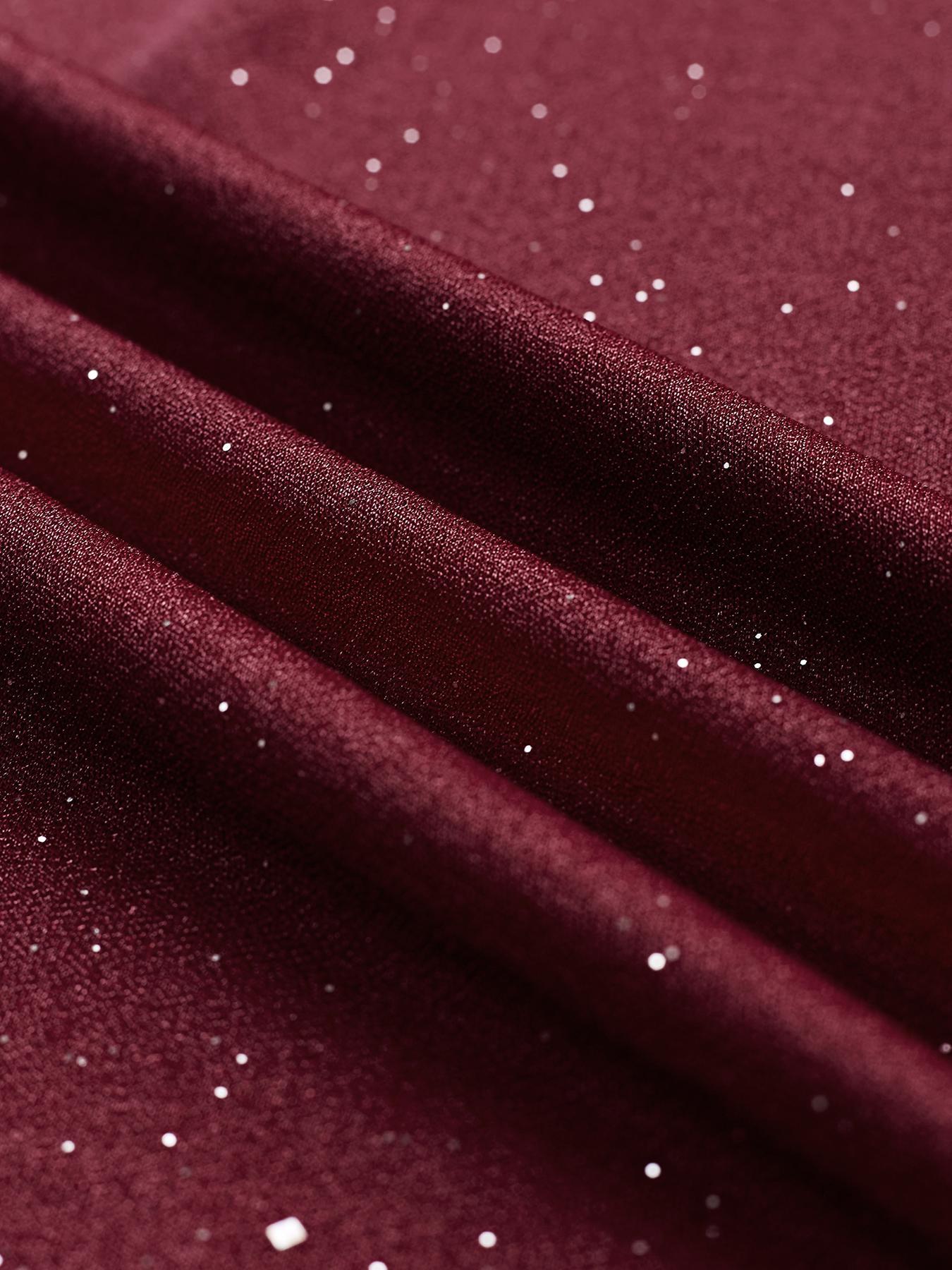 prom dresses，Valentine's Day Women's Formal Solid Glitter Ruffle Trim Dress, Elegant Sleeveless Dress for Party Club Dating Wear, Ladies Clothes for All Seasons