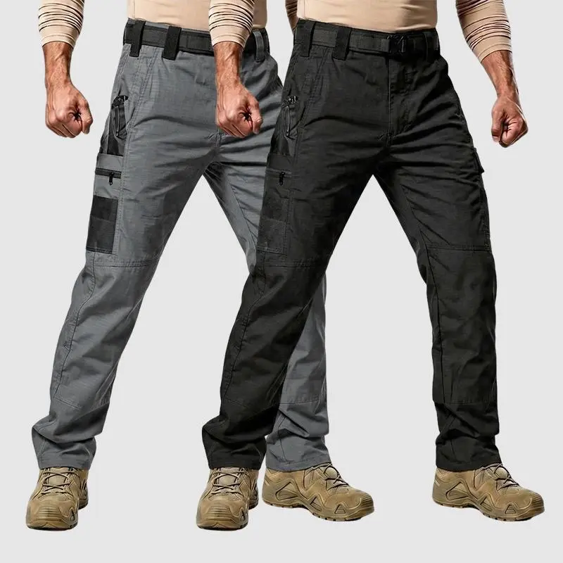 Mens 2-Pack Water-Resistant Ripstop Tactical Cargo Pants — 9 pockets, breathable construction, suitable for work and hiking