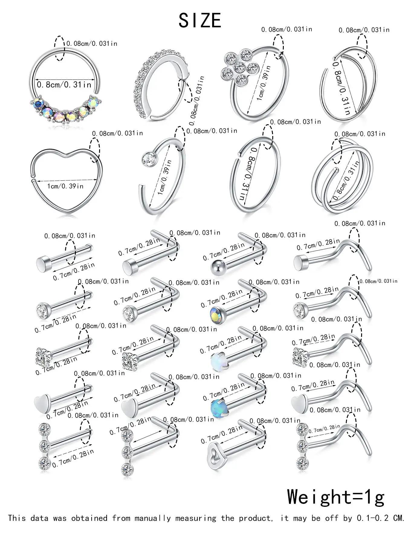 2024 New Rhinestone Inlaid Flower Decor Cute Nose Ring As Gift, Luxury Jewelry, Stainless Steel Heart Decor Body Nose Piercings Jewelry for Women & Men, Fashion Summer Jewelry for Party, Spiral Nose Ring, Nose Rings Hoops