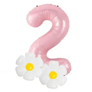 18in Daisy Mylar Foil Balloon Set, Floral Birthday, Wedding, Anniversary, Bridal Shower, Engagement, Home Decor, Elegant Garden Theme