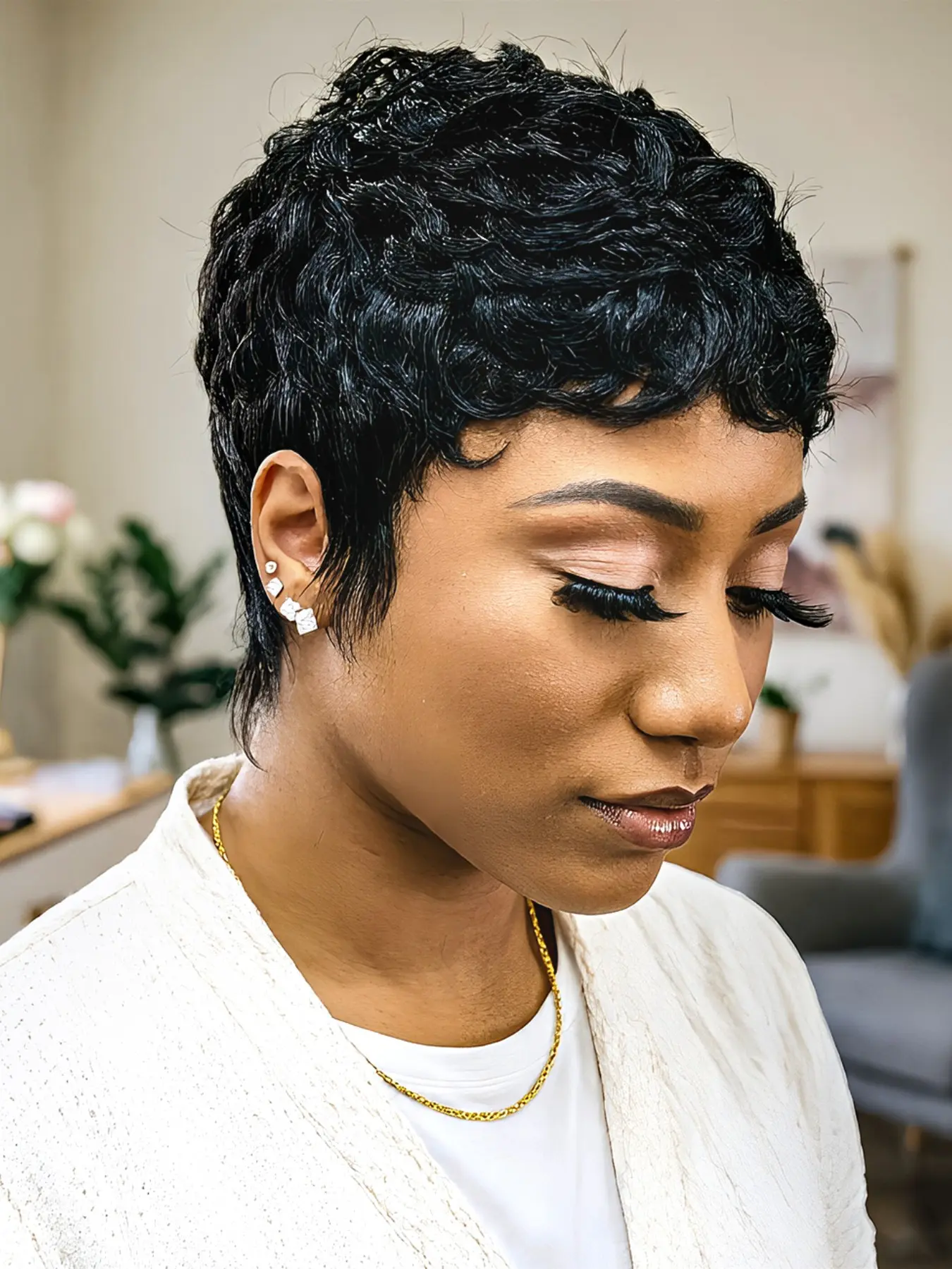 Short Pixie Cut Wig for Women, Human Hair Wigs, 1b Color, Full Machine Made, Stylish and Versatile, Perfect for Daily Wear