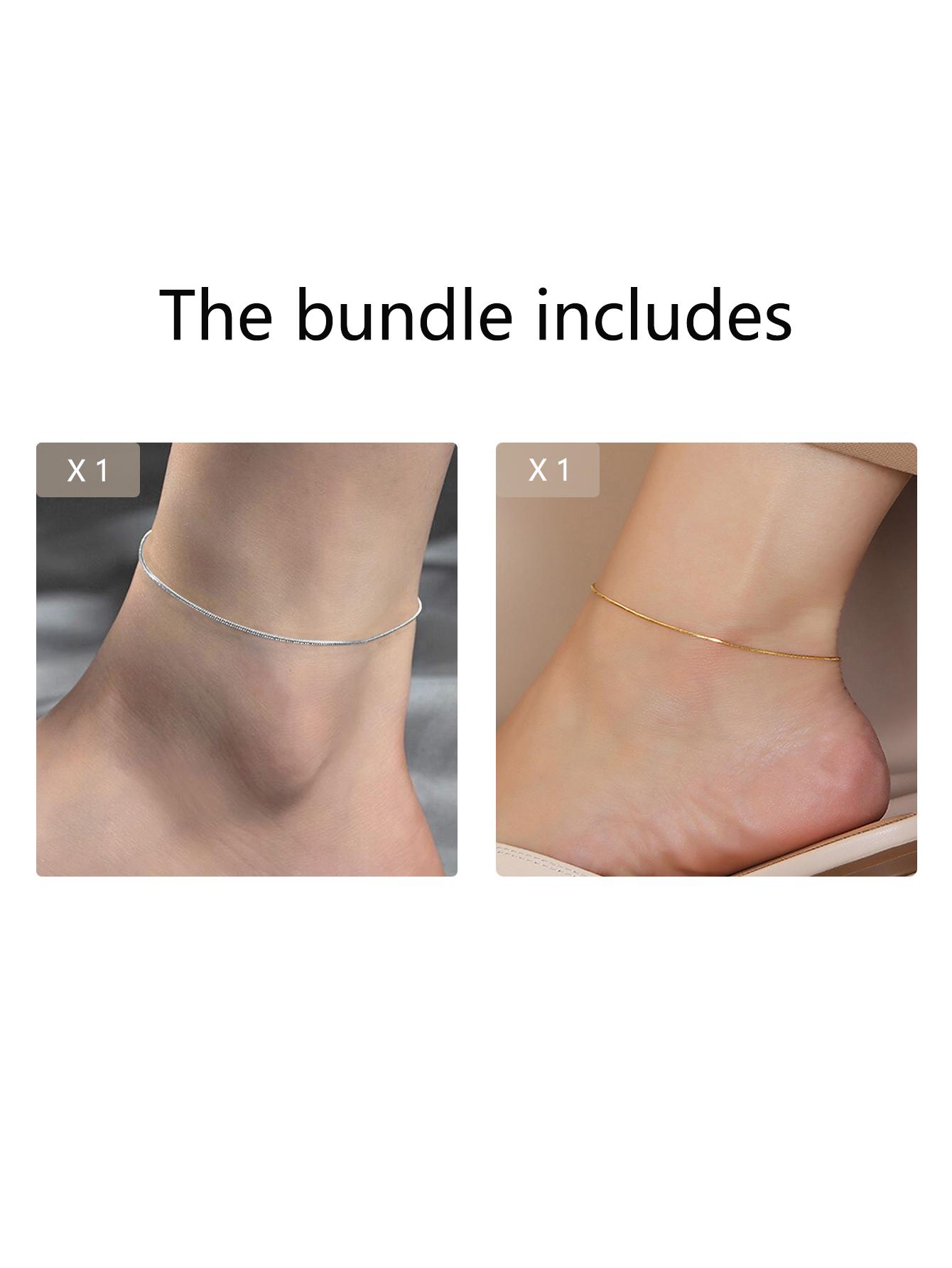 Women's Simple Plain Stainless Steel Chain, Fashionable Body Jewelry For Party, Daily Clothing Decor For Girl, Fashionable Accessories, Low Cut Anklets