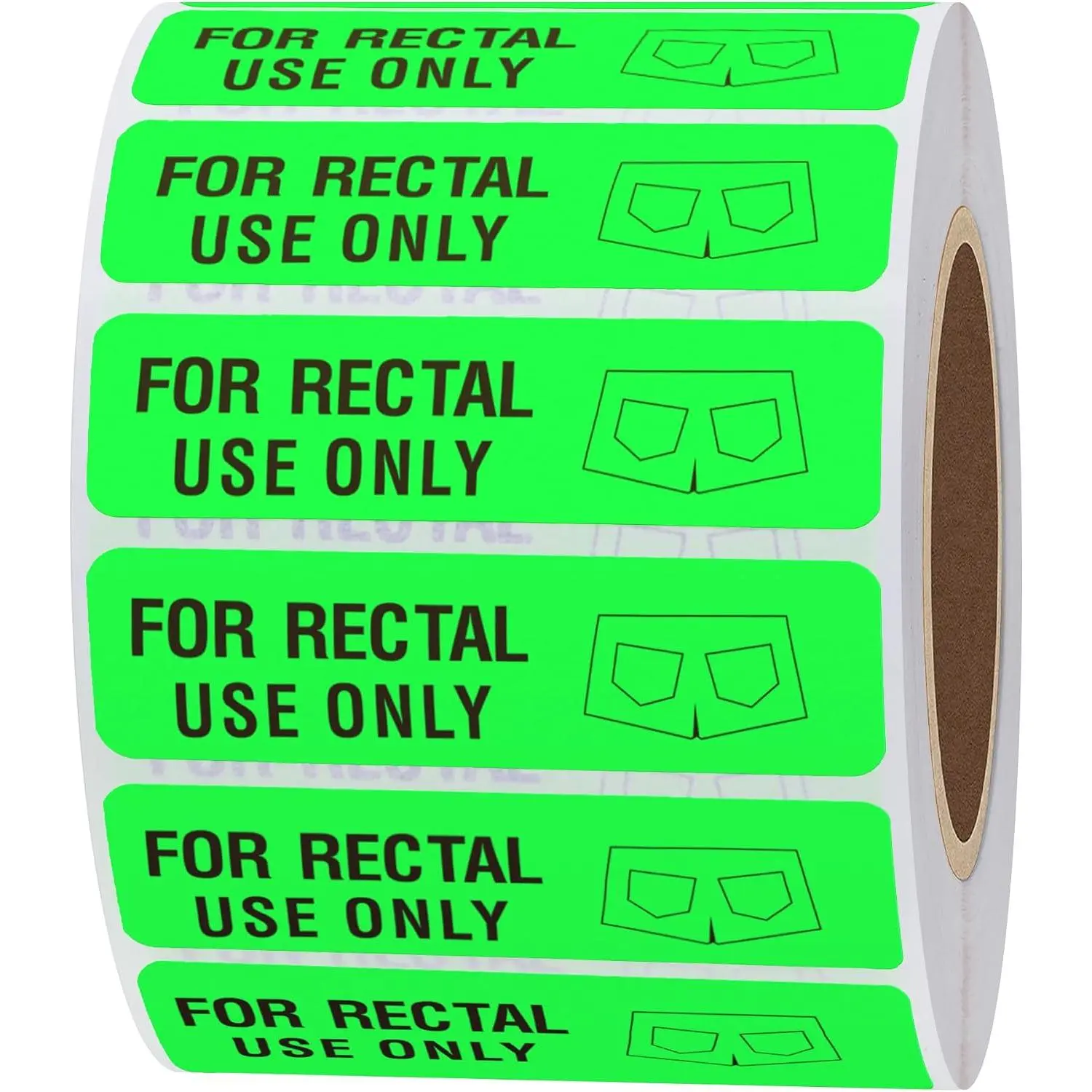 for Rectal Use Only Stickers 1.5" x 0.375" Fluorescent Green Stickers with Permanent Adhesive 500 Labels Per Roll (Fluorescent Green)