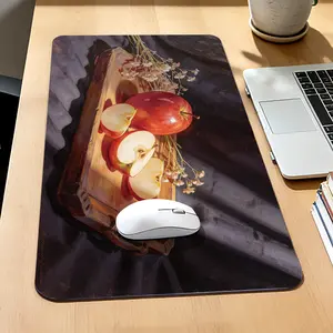 Premium Red Apple Still Life With Wooden Tray And Dried Flowers High Quality Mouse PadModern Office Gaming Comfort ExperienceNon?Slip Durable For Daily Work And Play 40*80cm 40*90cm30*70cm