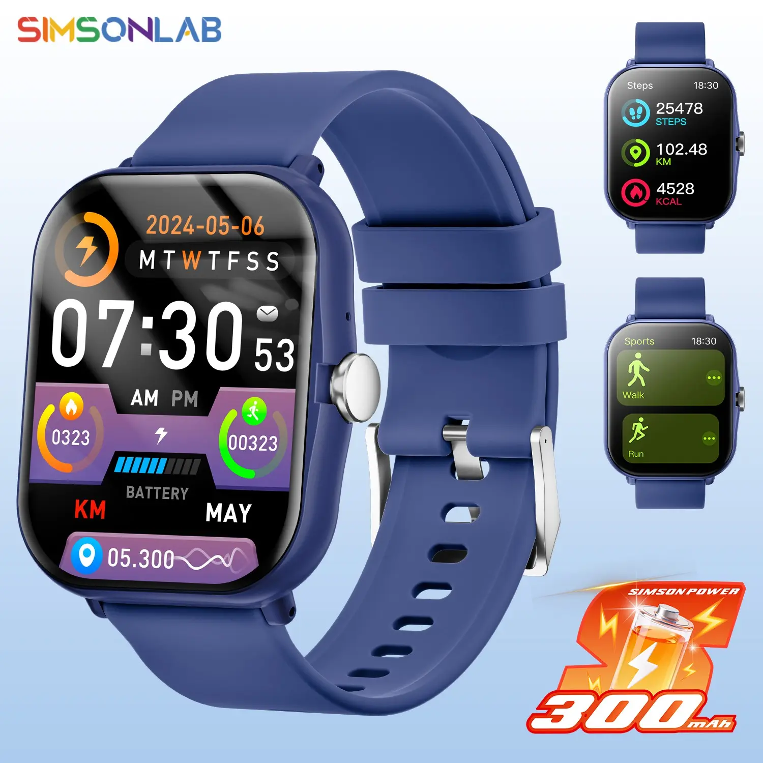 SIMSONLAB Smart watch with Wireless Calling & Dialing, 1.83 inch Multiple Sports Modes, Pedometer,App Notifications, Fitness Tracker,Alarm Reminder and Music Playback, Compatible with iPhone and Android, Sports Smartwatches，Ideal Gifts for Women and Men