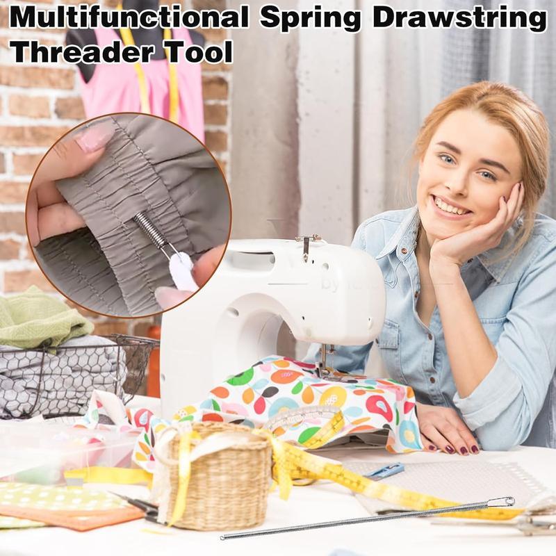 5 count Spring Loop Threader Tool with Rope Threader Clip, Elastic Drawstring Puller for Hoodies, Pants, Jackets and Sweatpants