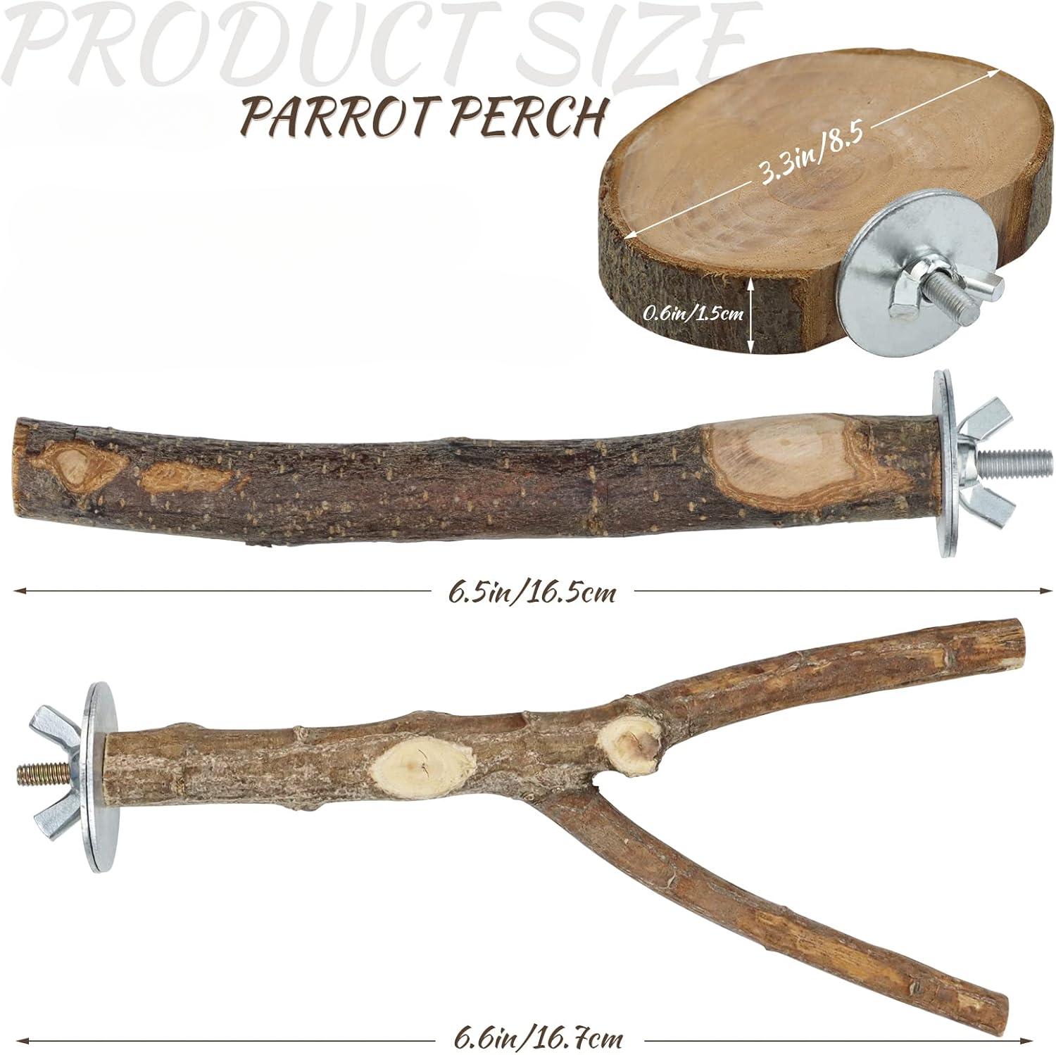 8 Count Bird Perch Parrot Perch Stand Fork Toys Hanging Multi-Branch Perch Platform Hammock Swing Toy for Macaws, Small Parakeets, Conures, Budgies, Finches