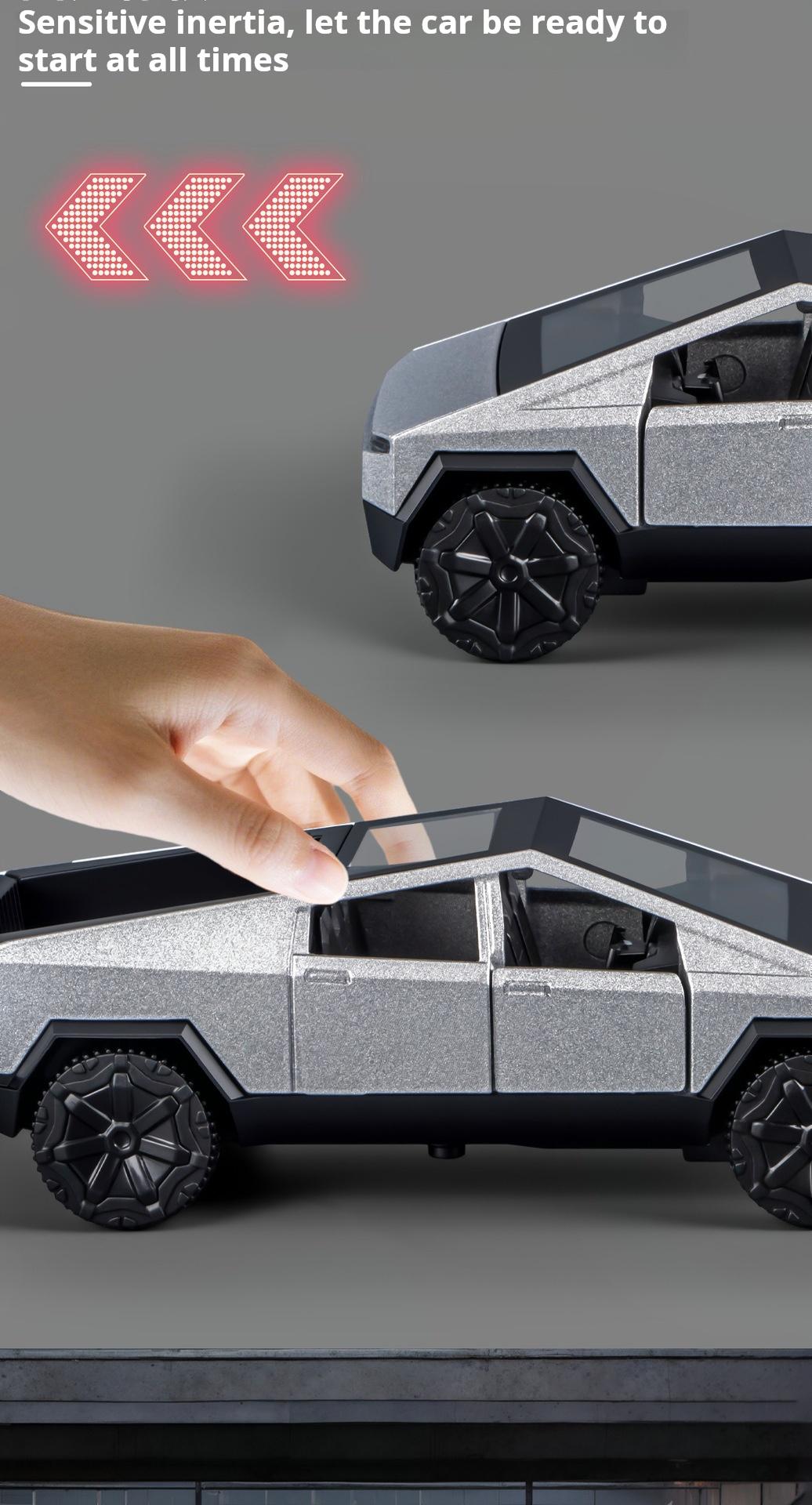 1:36 Cybertruck Toys Off Road Vehicle Die Cast Model Car Beach Motorcycle Hobby Collectible Birthday Gift For Boy