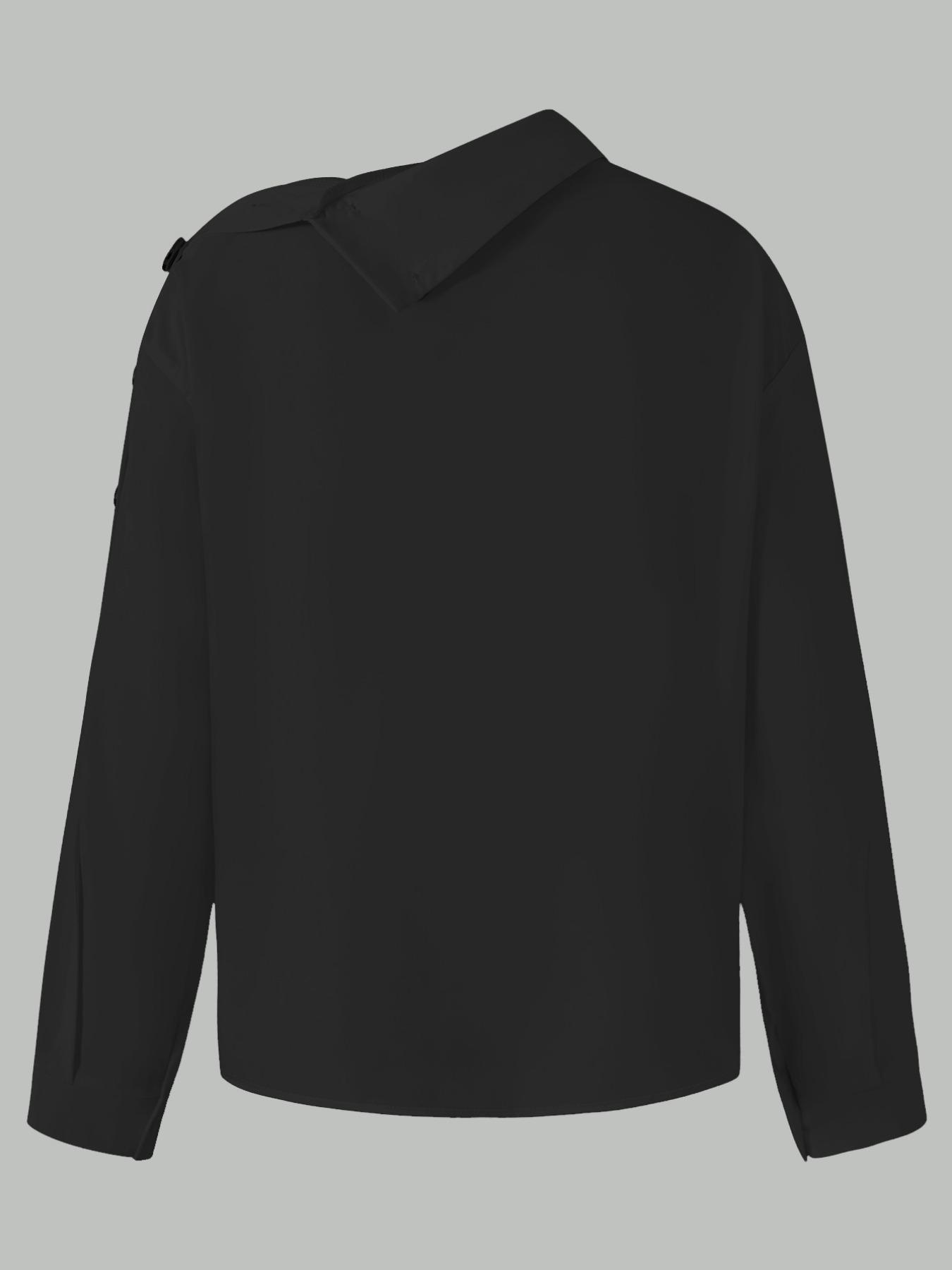 Women's Plain Gold Button Shirt, Casual Elegant Classy Long Sleeve Top for Summer, Ladies Clothes for Daily Wear