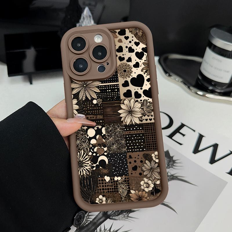 Case for iPhone 16 Pro Max 15 Plus 16E 14 13 12 11 XS XR Floral Patchwork Advanced fashion gift Pocket-Friendly Shockproof Silicone Protective Softcase