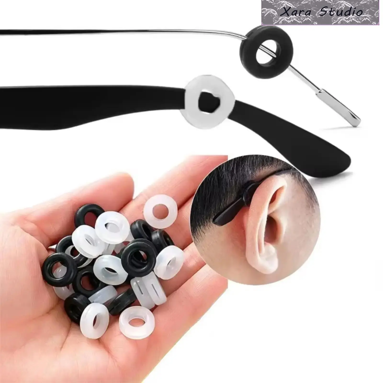 10 Pairs Anti-Slip Silicone Ear Grip Hooks, Glasses Temple Holder Stopper, Soft Silicone Eyeglasses Ear Fastener Bracket, Wear-Resistant Eyewear Retainer Accessories for Daily Use summerwins, Plastic, 10Pair Black, Stainless Steel, Solid Colors, Unisex