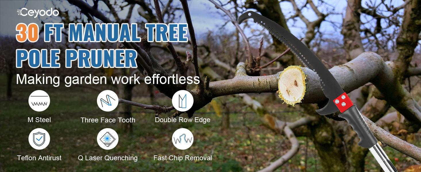 30 Feet Tree Pole Pruner Manual Branches Trimmer Tree Branch Garden Tools Loppers Hand Pole Saws Extendable Height