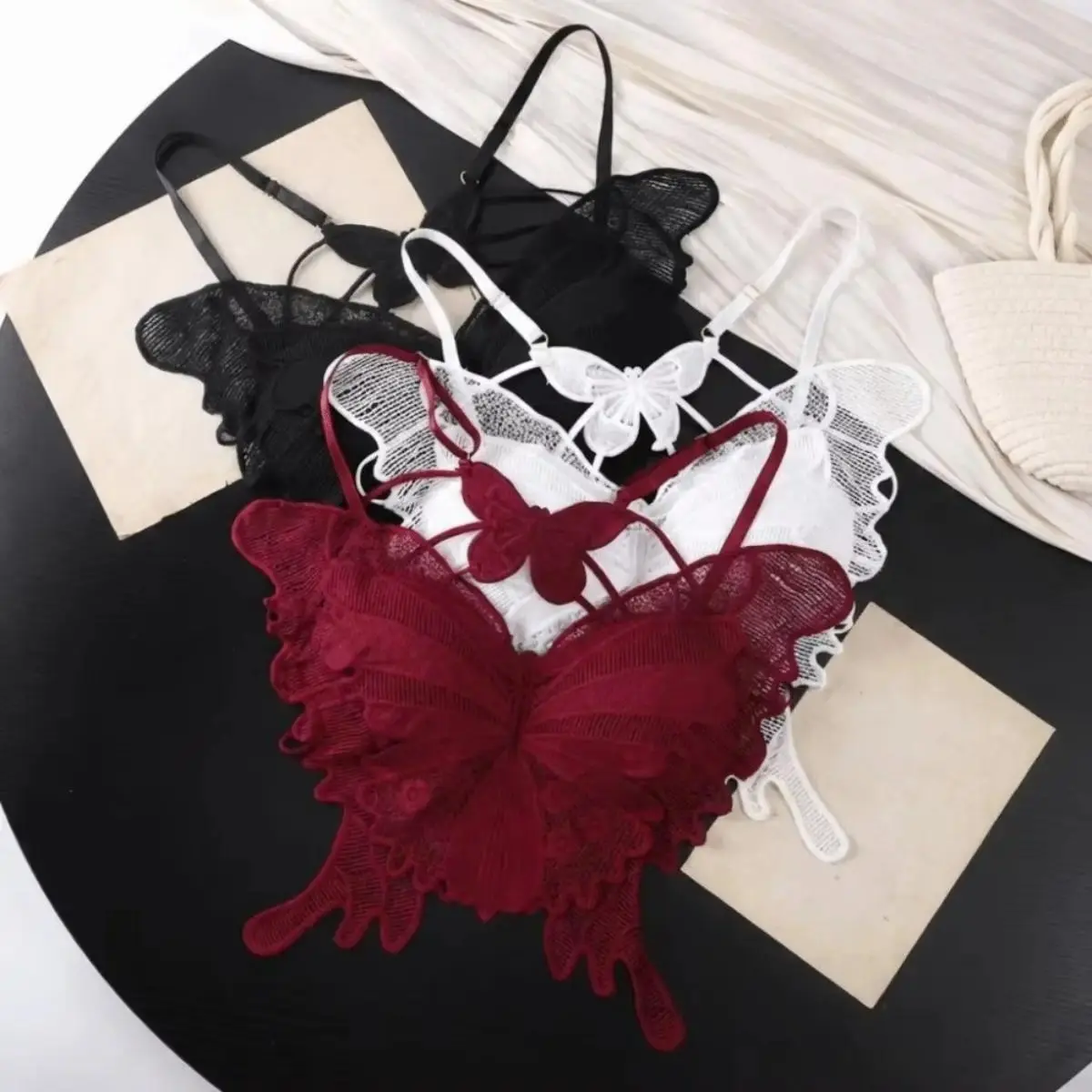 Women’s Backless Neck Lace Bralette - Backless Bandeau Bra, Padded Cups, Slim Fit, Hollow Out, Polyester Mix Crop Top, Butterfly Back, Sun Protective Beach Wear for Summer Casual, Festival Outfits