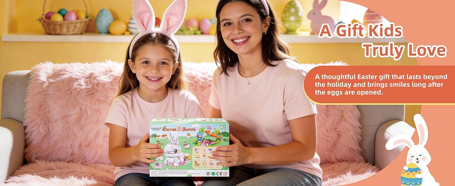 Prefilled Easter Eggs with 12 Packs Bunny Building Blocks Sets – 12 in 2 Easter Basket Stuffers Building Toys, Includes Rabbit, Butterfly, Carrot, Flower, Party Favors Gifts for Kids Boys Girls 6+