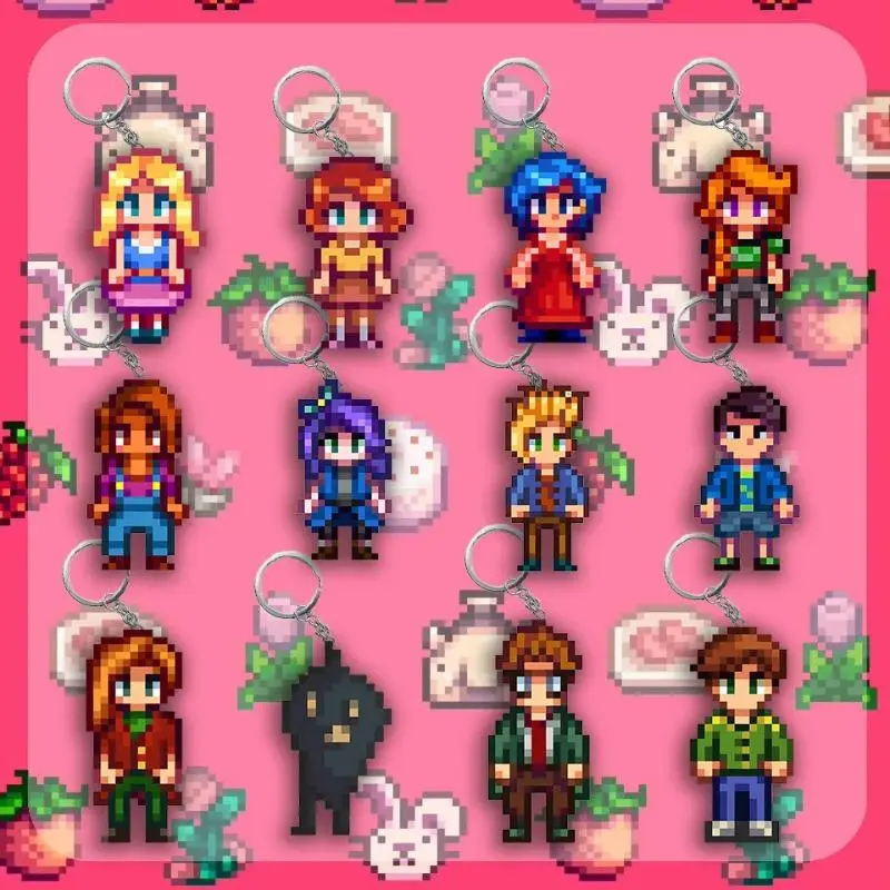 Stardew Valley Anime Game Character Images Acrylic Keychain Anime Decoration Collection Bag Pendant Accessories Lovely Gift