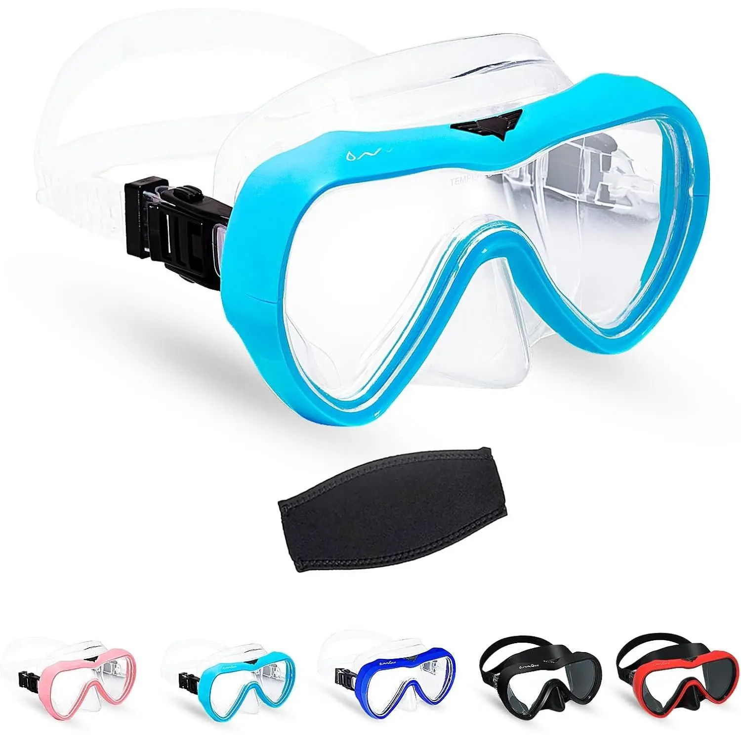Diving Mask Snorkeling Gear  Adult Snorkel Mask Dive Goggles  Swim Glasses with Nose Cover for Scuba Free Diving Spearfishing Neoprene Strap Cover  Resistance
