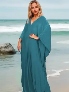 Plus Size Kaftan Dresses for Women, V-Neck Batwing Design, Loose Fit Moroccan Style, Perfect Bathing Suit Cover Up, Comfortable Mumu Dress