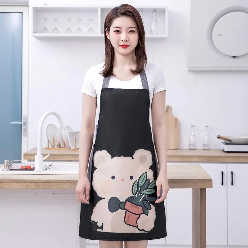 Kitchen Cooking Apron Waterproof Oil-Resistant Cute Japanese Style Fashion Coveralls, Adult Washable Workwear, Home Use Apron