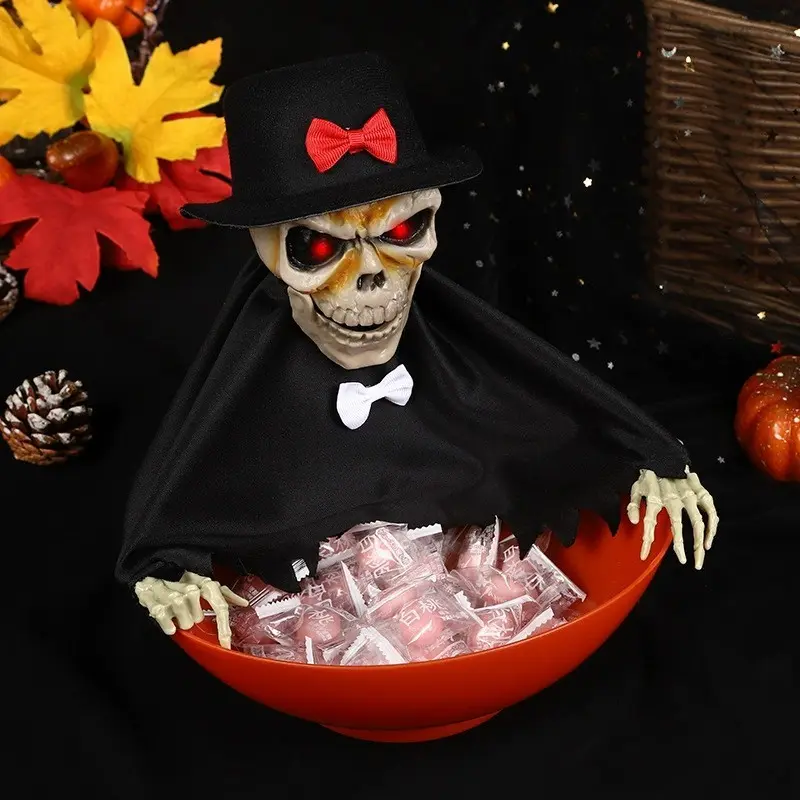 1pc Halloween costume prank props, scare fruit platter skeleton ghosts, holiday party horror ornaments [battery not included - self provided]