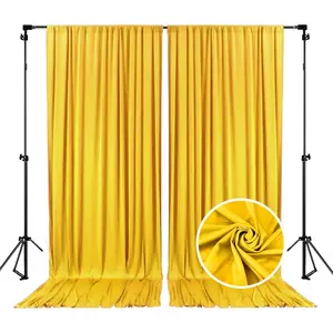 10 x 10 Feet Yellow Backdrop Curtain for Partie, Stain Background Curtains for Photoshoot, Birthday, Wedding, Halloween, Thanksgiving, Christmas, New Year Party Decorations 5Ft x 10Ft, 2 Panels
