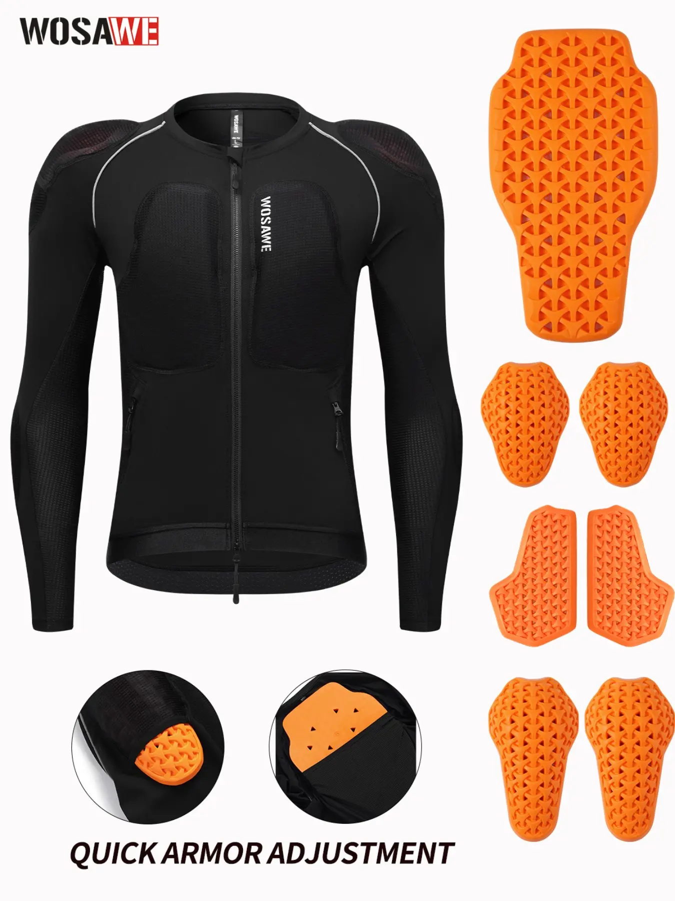 WOSAWE Men's Mesh Motorcycle Jacket Padded Motorcycle Shirt with Back Summer Sport Bike Riding Gear High Elasticity Jacket