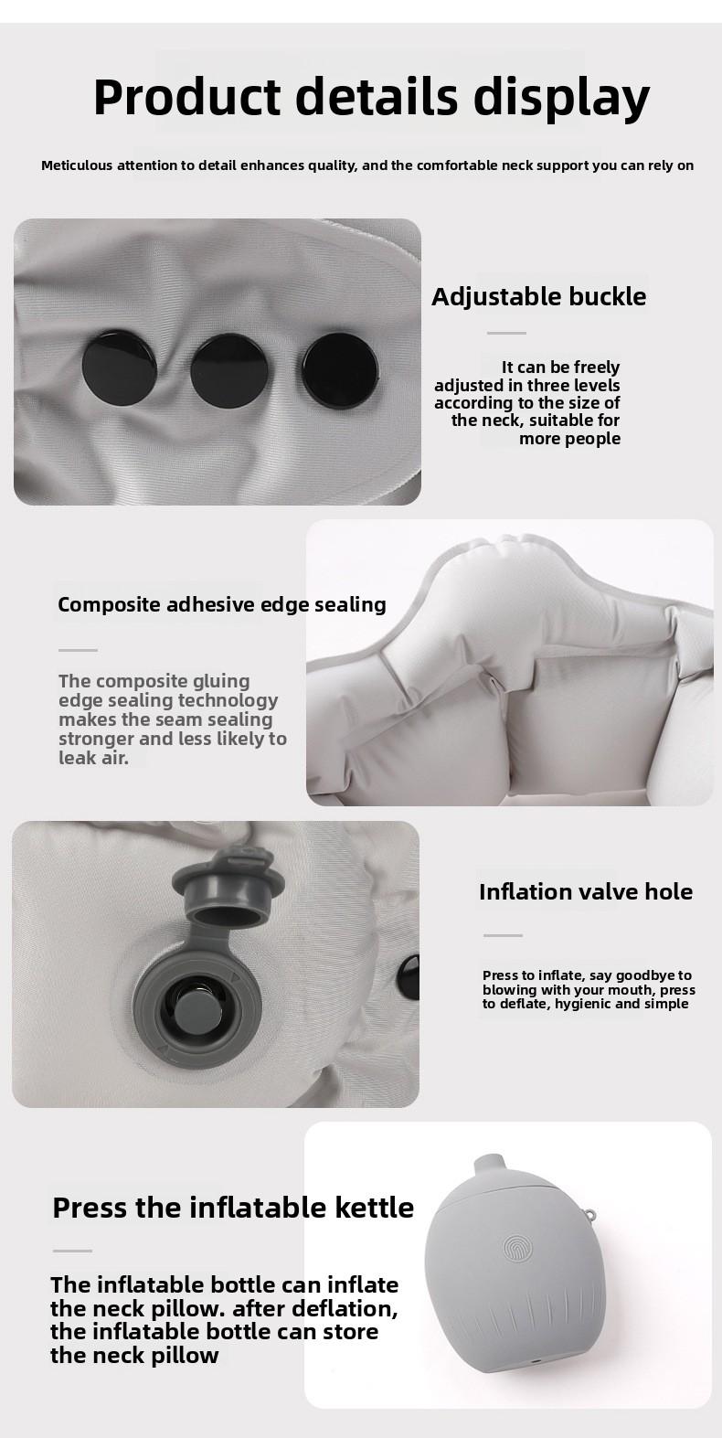 Inflatable U Shaped Neck Pillow for Travel Neck Support Portable Collapsible Travel Pillow for Airplane Car Train Comfortable Neck Cushion