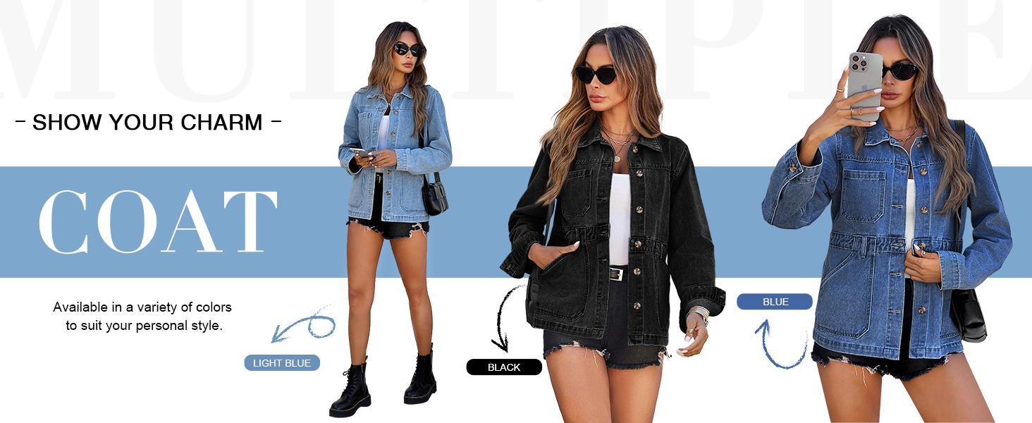 Imily Bela Womens Oversized Denim Jacket Distressed Button Down Boyfriend Jean Jackets 2025 Trendy Shacket